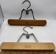 Wood Steel Clamp Style Pants Slacks Skirt Old 10  Clothes Hangers B Setwell VTG