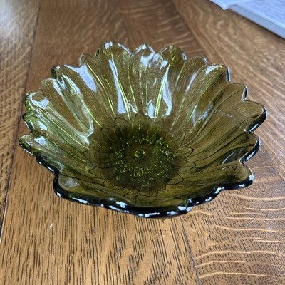 Vintage Bowl, ''Lily Pons'' Olive Green Glass, Pattern #605 Beautiful Collectible