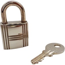 Authentic HERMES Cadena 101 PadLock 1Key Silver Metallic 36637650