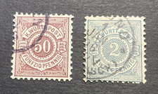 AD. W&uuml;rtt. : 50 Pf + 2 Pf "wei&szlig;e Ziffern im Kreis", Mi 59(?) + 60, gest. (298)