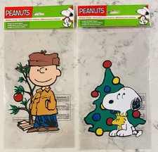2 PEANUTS 2 SIDED GEL WINDOW CLINGS ~ SNOOPY ...
