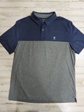 Mens Large Izod Golf With Stretch Shirt 90 Polyester Blue  Grey Collar