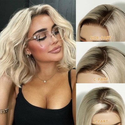 12Inch Ombre Blonde Wave Bob 100% Human Hair Wig 13x4 Lace Front Wig