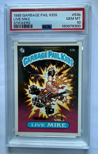 1985 Garbage Pail Kids Live Mike 53b PSA 10 GEM MINT-RARE GLOSSY Population 17!!