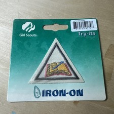 Girl Scout Brownie Try-Its Write Away 59174 1999-2011 New Vtg Iron On Patch