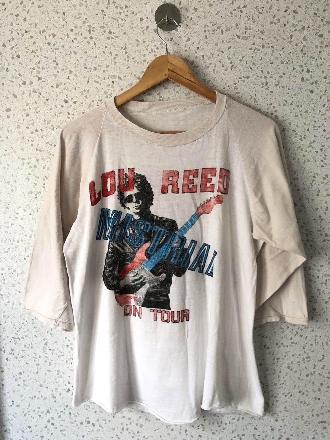 Vintage 80s Lou Reed Mistrial Tour 1986 Raglan T-Shirt Single Stitch Double Side