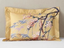 Williams Sonoma Painted Peacock Golden Yellow King Sham 20”x36” NWT