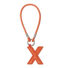 Initial Letter Keychain Cute Leather Keychains with Letter X for Bag Orange Red