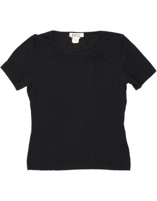 MARELLA Womens T-Shirt Top UK 10 Small Black Pinstripe CM12