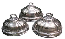 SCOTTISH WILLIAM EUING 1788-1874 CRESTED 3 MEAT PLATTER DOME COVERS SET