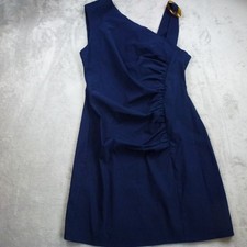 ASOS WOMENS DRESS BLUE ROUCHED DESIGN SHOULDER STRAP DETAIL SIZE 12 STRETCH
