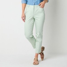 Liz Claiborne Emma Womens Green Mid Rise Slim Leg Ankle Pants Size 12 NWT