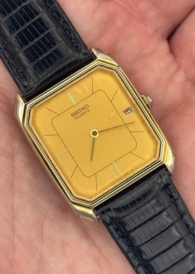 SEIKO QUARTZ 80s 八角形 置時計 antique Vintage 1982 Vintage Seiko Men's Gold-Tone Octagon Tank Watch - 6539