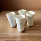 Vintage Milk Glass Tumblers Set Of Four White Grapes and Leaves Set  6"