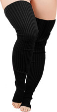 plus Size Knit Leg Warmer Women Thick Thigh High Boot Extra Long Large Socks
