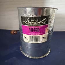 Vintage Bromwell’s Flour Sifter 3 Cup Measuring Crank Wood Handle Made in USA
