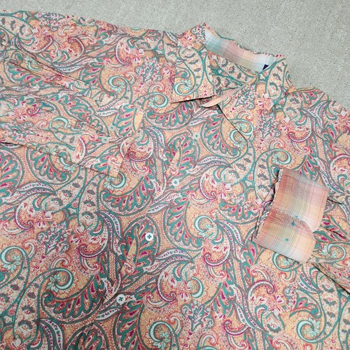 Alan Flusser Paisley Shirt Men XXL AOP Button Up Flip Cuff Luxury Wealth Money