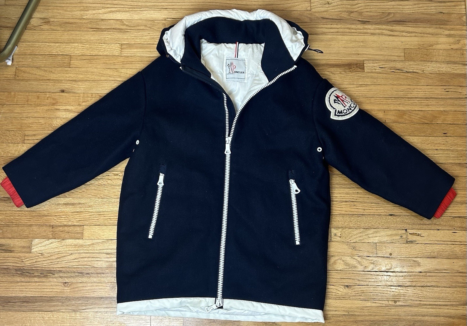 MONCLER Grenoble Jeremie Giubbotto Women's Down Wool Jacket Navy Size 36