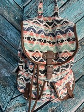 Mochila Candies Multicolor Lona Azul Marrón Forro 2 Bolsillos Delanteros