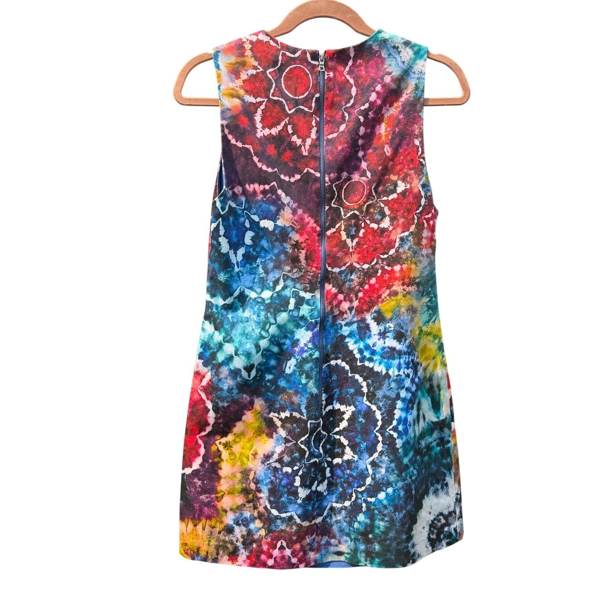 ALICE + OLIVIA Coley Crew Neck Aline Mini Dress in Tie-Dye Kaleidescope - Size 4 View 3