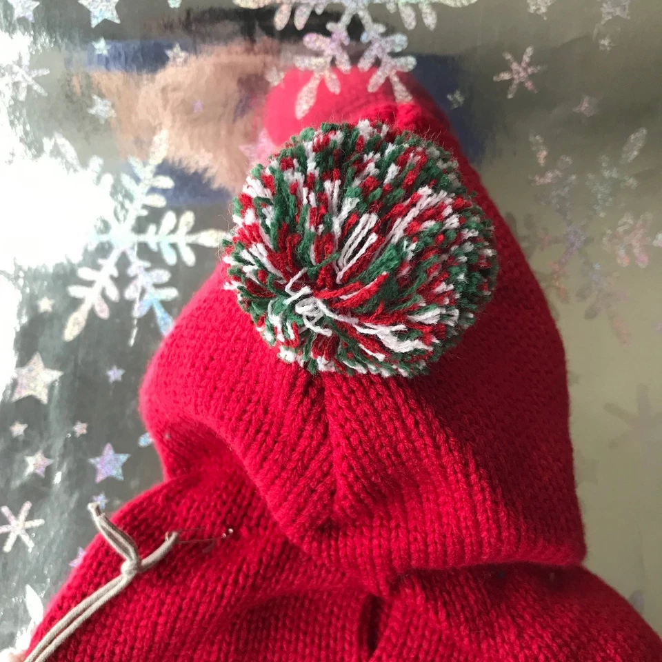 Dog Martha Stewart Pets Red Pom Pom Sweater W/ Hood Sz Small NWT - Image 4 of 4