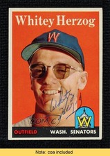 JSA Certified 1958 Topps Whitey Herzog #438 COA Auto HOF 0q3