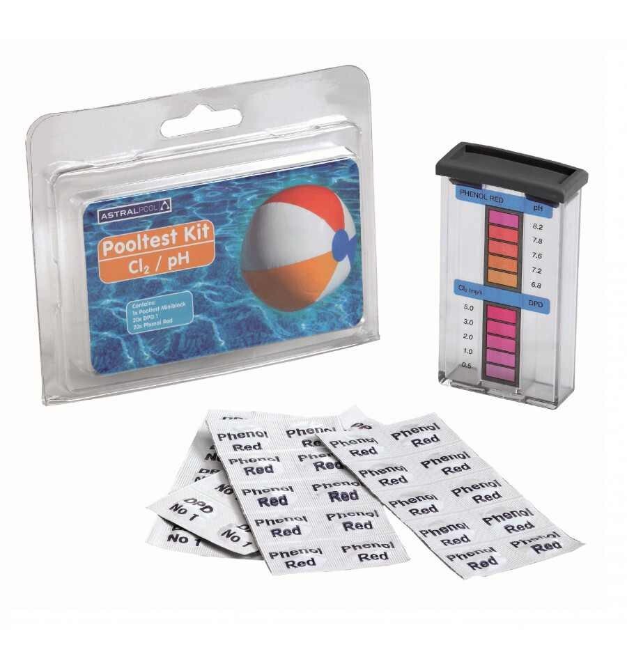 POOLTESTER CLORO LIBRE Y PH- Cloro escala: 0,5 - 5,0 mg/l - pH escala: 6,8 - 8,2