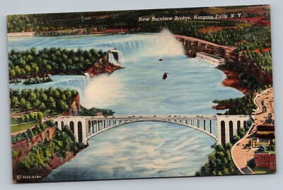 New Rainbow Bridge Niagara Falls New York NY c1930 Linen Vintage Postcard