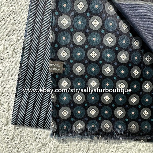 Sallys Boutique Twill Silk Mens Patchwork Print Oblong 2 Layer Scarf 160*26cm - Picture 10 of 21