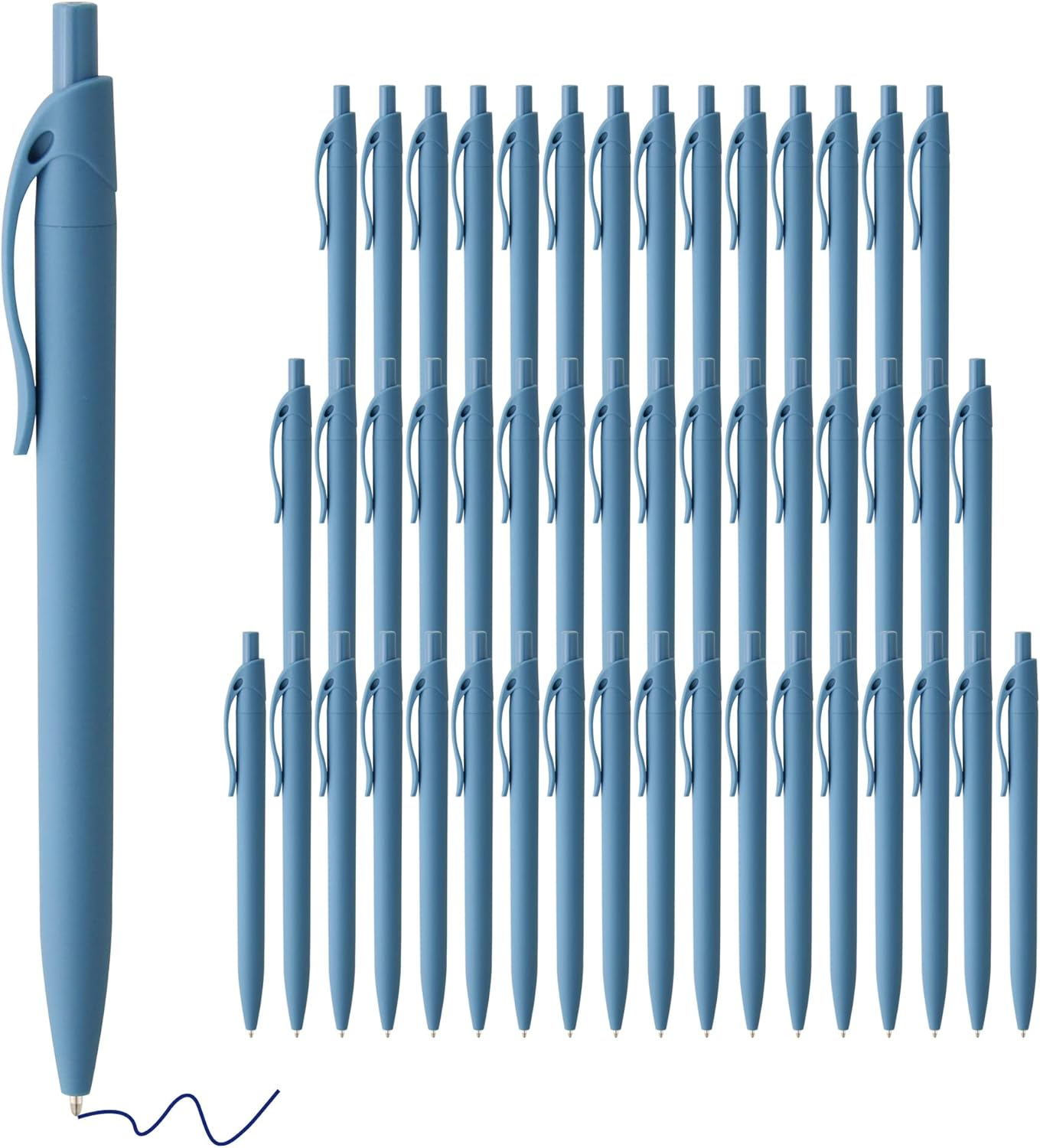 Pens Bulk, 50 Pack No Bleed Blue Click Pens, Wholesale Retractable Ballpoint Pen-image