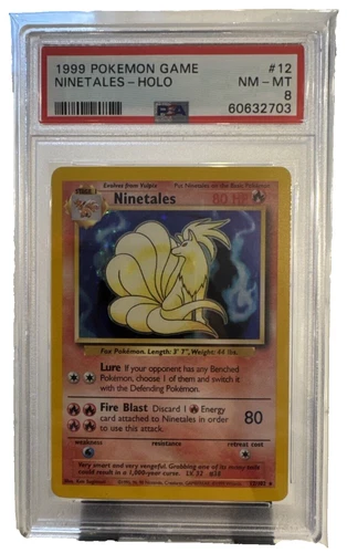 1999 Pokemon Base Set Unlimited Ninetales Holo 12/102 PSA 8 NM-MT