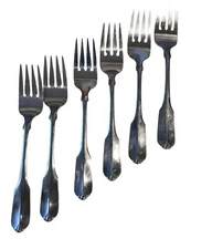 Wm A Rogers Oneida Ltd Vintage Fine Stainless Meat Seafood Forks Set Of 6