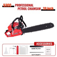 20inch Petrol Chainsaw 52cc 2-Stroke Chain Saw for Wood Cutting Garden Farm Home