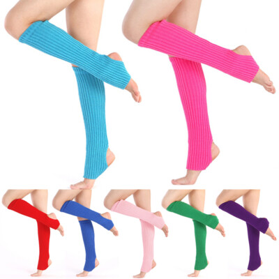 Plain Women Leg Warmers Crochet Knit Ribbed Knee High Winter Boot Yoga Long Sock
