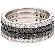 3ct Simulated Black Diamond Cocktail Eternity Wedding Band White Gold Plated