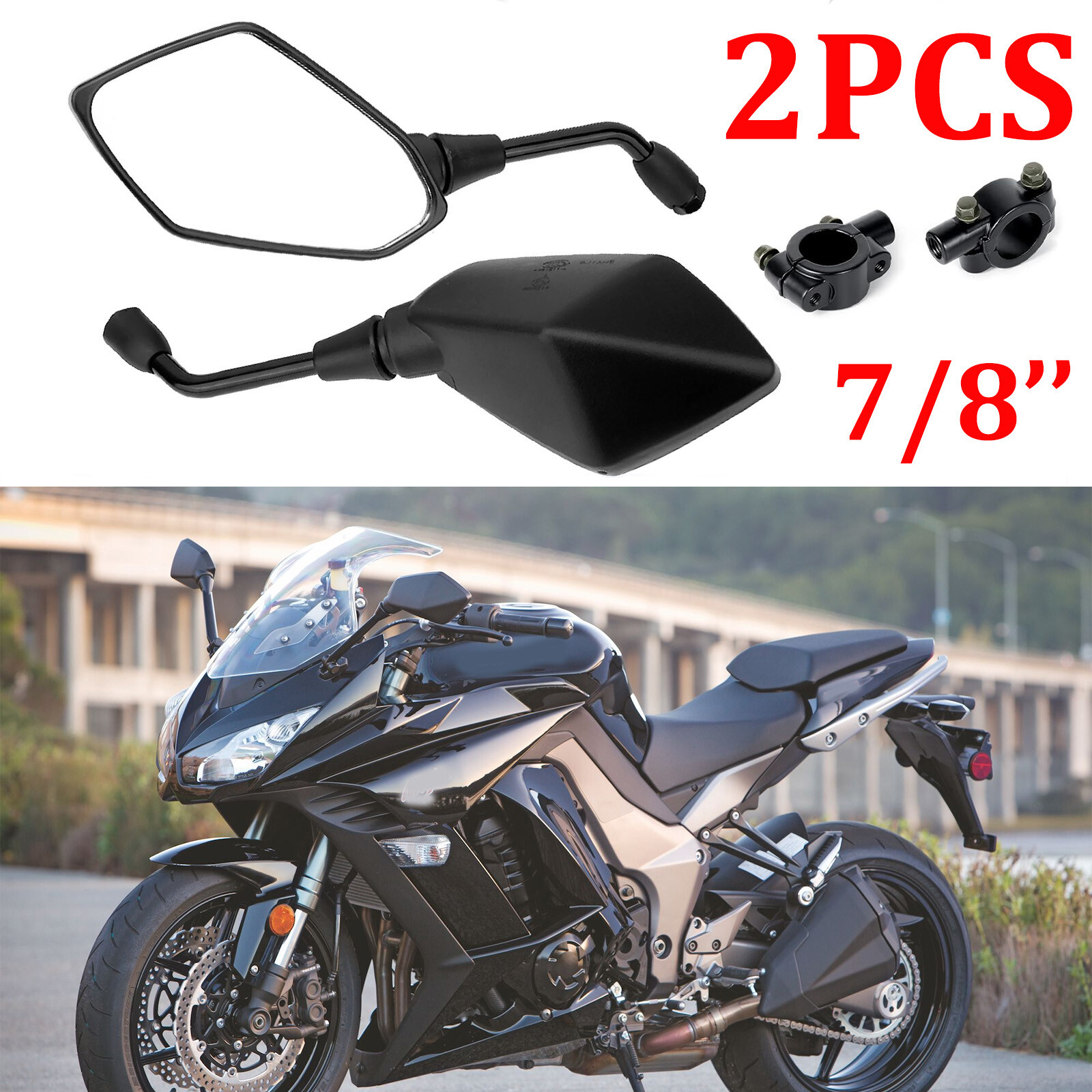 Motorcycle Rearview Mirrors 10mm For Kawasaki NINJA 1000 SX Z H2 ZX-6R 10R ATV