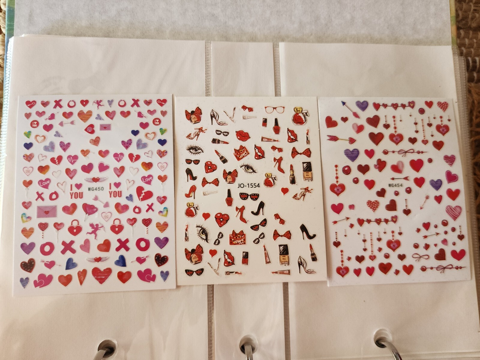 Nail Art 3D Decal Stickers Hearts Love, Lips, Makeup, Happy Valentine's Day