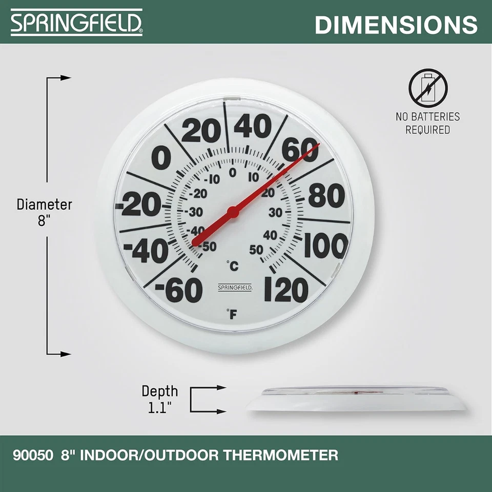 Springfield Termómetro de Dial Grande y Audaz Interior Exterior, Termómetro Inalámbrico con Foto 3 de 4