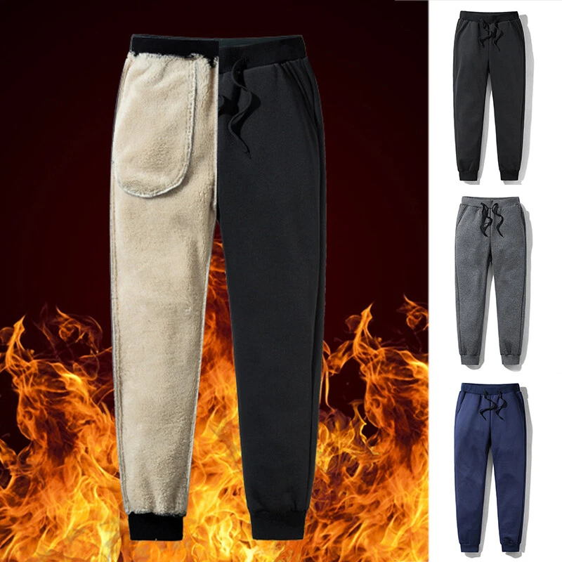 Mens Thermal Fleece Lined Elasticated Sport Joggers Winter Thick