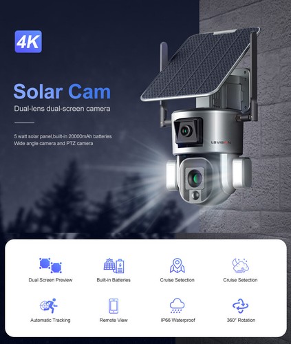 24/7 4G Solar Security Wireless Camera & SIM Card Outdoor Construction Site Farm - Picture 2 of 10