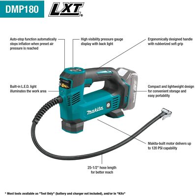 Compressore Portatile Makita 18V - Senza Filo, Con LED E Autostop - Foto 11