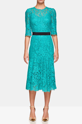 Dolce & Gabbana Green Lace Midi Tea Dress IT40 AU8 Cocktail Dress