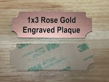 Custom Engraved 1x3-inch Brushed Rose Gold Plate Adhesive Back Plaque Sign Tag
