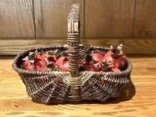 Farmhouse Antique Primitive Oak Woven Splint Butt Buttock Egg Basket Amish PA