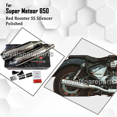 Fit Für Royal Enfield Super Meteor 650 Red Rooster Ss Auspuff Silencer, Poliert