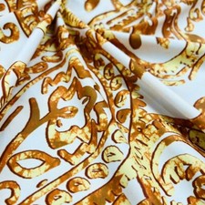 Printed Golden Paisley Print Spandex 4-Way Stretch Fabric 60"W Swimsuit By Yard
