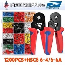 1200Pcs Terminal Cable Wire Connector Plier Block Cord Tube Suit Crimping Sleeve
