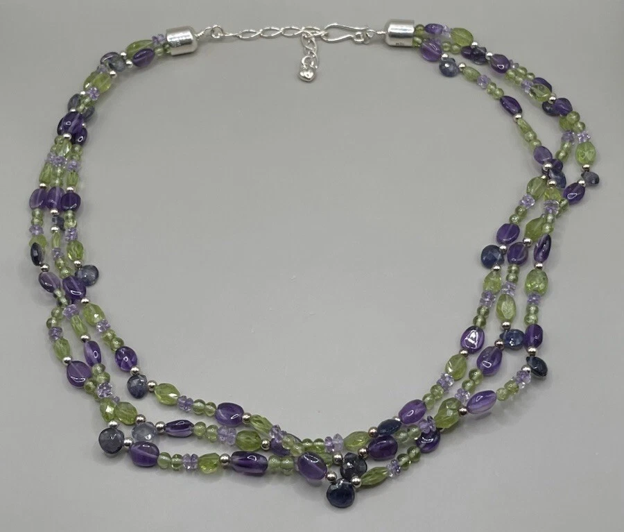 Collar para mujer Jay King DTR púrpura amatista verde peridoto multitienda”