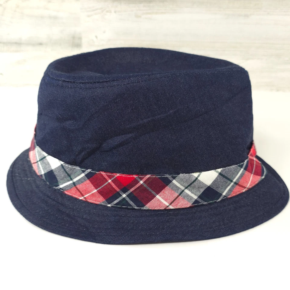 LEVI'S SOMBRERO FEDORA DENIM CON BANDA A CUADROS EN ROJO BLANCO AZUL MARINO CON EL LOGO.. Foto 4 de 4