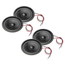 4 Pcs 0.5W 8 Ohm Small Speakers Metal Round Speaker with Wires, 40x5mm Black